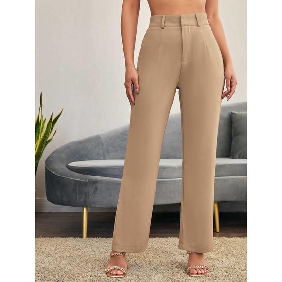 minimalist Solid Straight Leg Pants business casual black - Picture 5 of 13